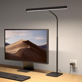 SUPERDANNY LED Desk Lamp for Home Office, Eye-Caring Desk Light with Base, 12W Touch Control 3 Colors Dimmable Brightness, Gooseneck Architect Lamp for Computer Monitor Reading Workbench, Black