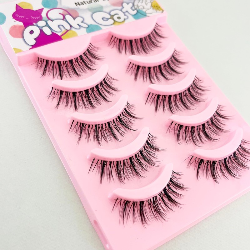 Kagonekodo False Eyelashes (Transparent Axis n-FXL67-BL 5 Pairs Black, Natural