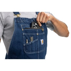 Carhartt Men's Loose Fit Denim Bib Overall, Darkstone, 38 x 34
