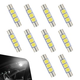 Dogary 10 PCS Car LED Reading Light, 28mm T6 5050 3SMD, Plug and Play, 180° Lighting Super Bright Visor Vanity Lights, No Delay Roof Light Replacement, Suitable for Most Car Models (White)