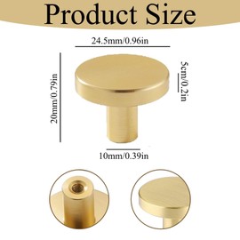 ZPLASK 2PCS Gold Drawer Knobs, Gold Handles, Round Cabinet Gold Knobs for Drawers with 2pcs Screws, Wardrobe Dresser Gold Handles for Drawers Furniture Decoration Knobs-24.5 * 20MM