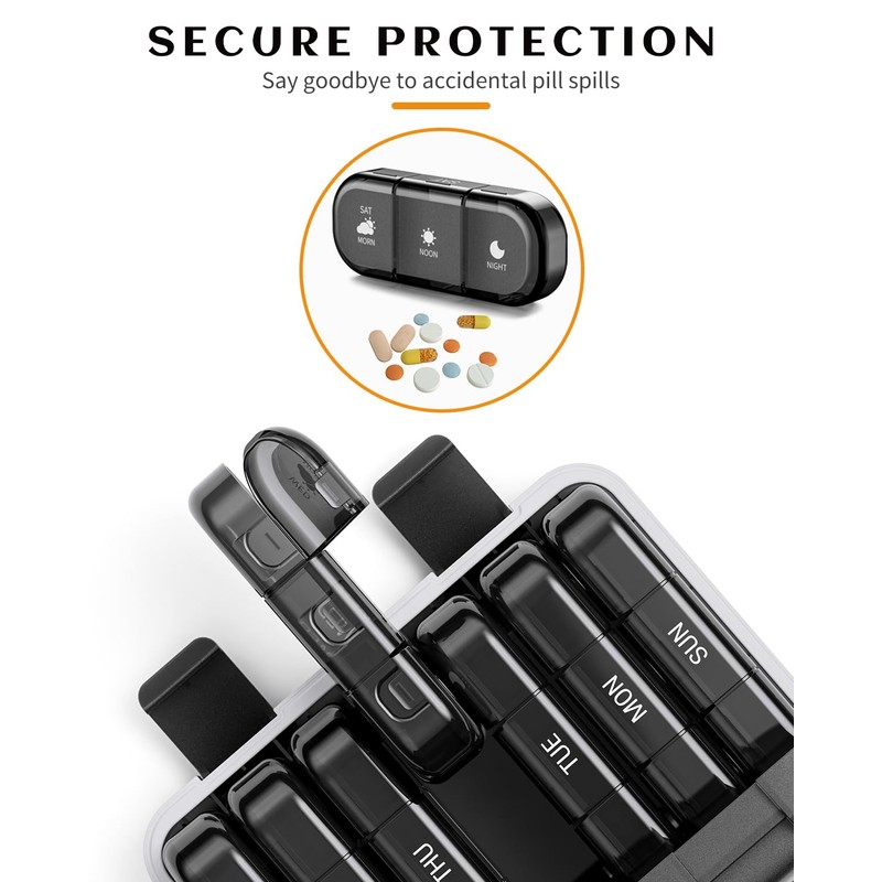 ONTERATE Weekly Pill Organiser 3 Times a Day, Large Pill