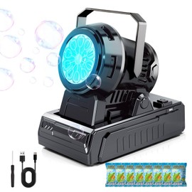 Tecnock Plug in Automatic Bubble Machine 3 Charging Methods Leak Proof Bubble Blower 20000+ Big Bubbles Per Min Portable 10 Holes Bubbles Maker for Outdoor Wedding Birthday Party