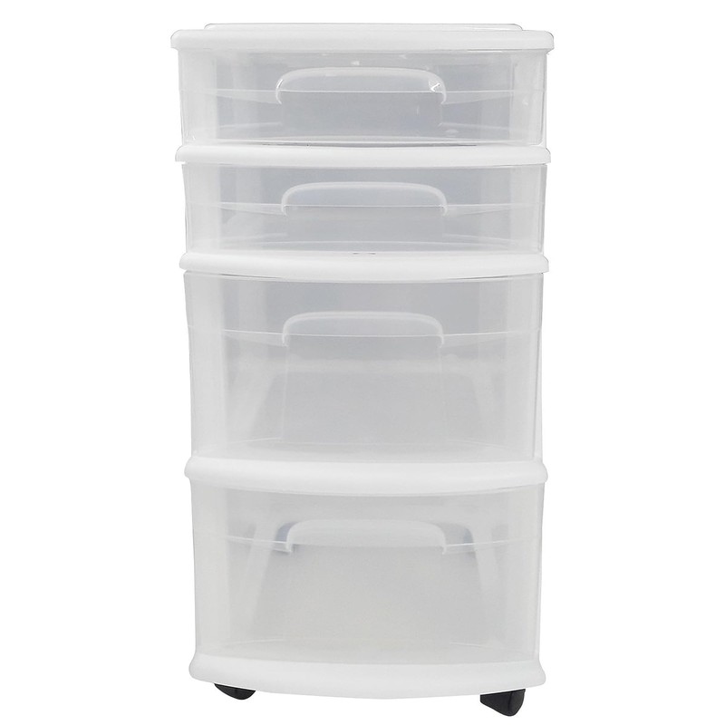 Homz Clear Plastic 4 Drawer Medium Home Organization Storage Container
