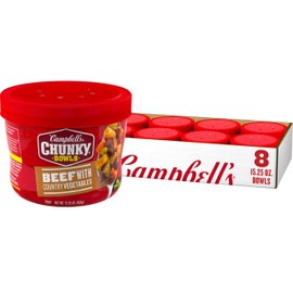 Campbell's Chunky Soup, Beef Soup with Country Vegetables, 15.25 oz Microwavable Bowl (Case of 8)