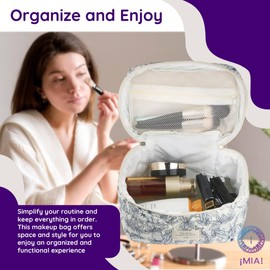 ¡MIA! Cosmetic Bag – Spacious Makeup Bag Organizer, Elegant and Portable Design for Travel, Brushes, Vanities, and Beauty Accessories, Durable & Functional white