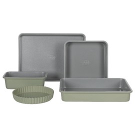 Sur La Table Kitchen Essential Carbon Steel Baking Pans Bakeware Set W/Premium PFA Free Grey Ceramic Non stick - Juniper Green Exterior
