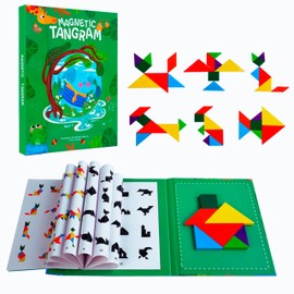 ALPESU KIDS Magnetic Tangram for Children Aged 3+ - Book Size Educational Toy with 7 Magnetic Pieces - Portable Puzzle - Ideal for Travel - Creative and Educational Gift