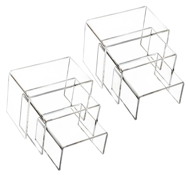 Milaloko 6Pcs Acrylic Display Risers (3",4",5") Clear Showcase Stands Collectibles