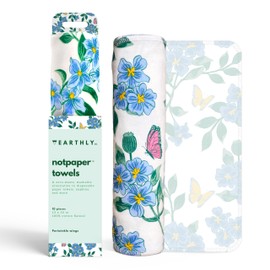 Earthly Co. Reusable Paper Towels - 10 Pack - Roll of Washable Cotton Cloth Paper Towels - Paperless Reusable Napkins Cloth Washable - Absorbent + Long Lasting - Zero Waste Products - (Periwinkle)