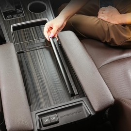 Zacxoxsr Center Console Armrest Box Cover Anti-Falling Blocking Bar for Toyota Sienna 2021 2022 2023 2024 Accessories (2. Brown Wood Grain)