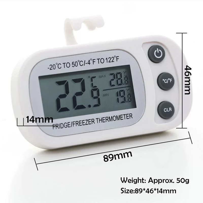 Fridge Thermometer, Indoor Fridge Thermometer, Digital Freezer Thermometer, Waterproof Refrigerator