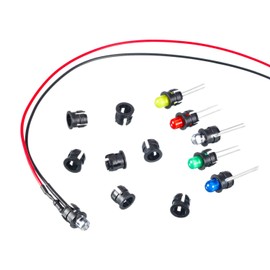 RUNCCI-YUN 65 x Green DC 12 V Pre-Wired Light, 3 mm LEDs with 20 cm Cable, Pre-Wired LED Diodes Light, 12 V LED Green + 65 Pieces 3 mm Plastic LED Mounting Rings