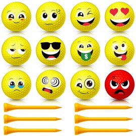 MiniInflat 18 Pcs Funny Golf Balls Set with 12 Novelty Face Golf Balls and 6 Golf Tees Novelty Golfer Birthday Retirement Gifts for Men Women Coworkers Employee Golfers Golf Lovers