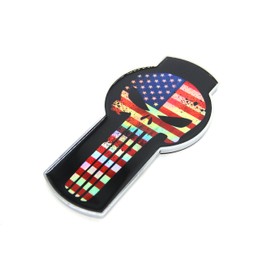 Generic Kenworth Bug Hood Grille Logo Emblem Badge Chrome Red Metal Flake American Flag Skull 8"", 85ERRE