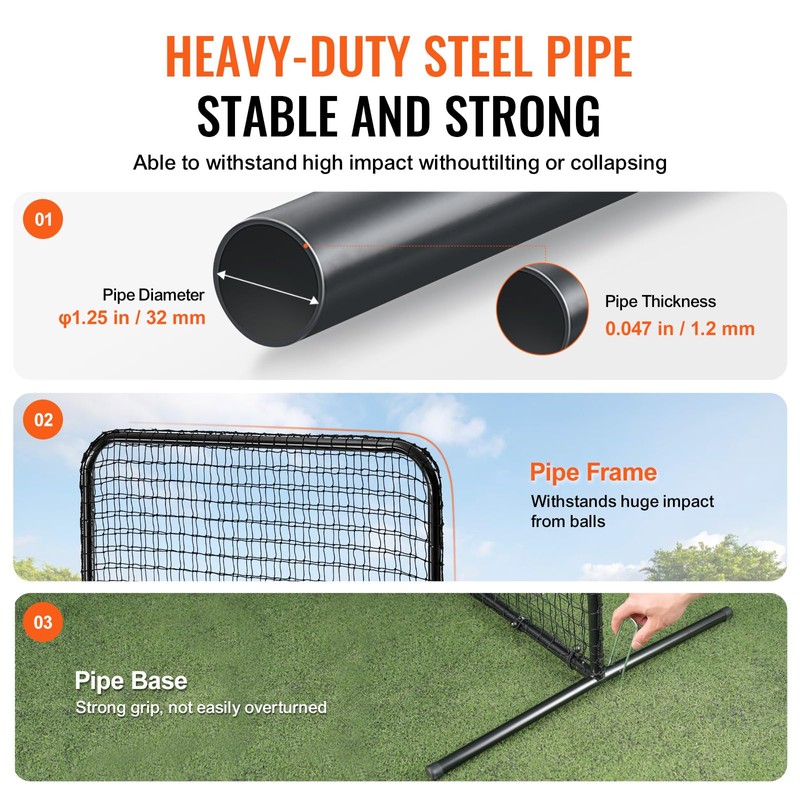 VEVOR I Screen Baseball for Batting Cage, 7x4 ft Baseball