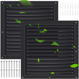 2 Pcs 12" x 12" Aluminum Gable Vent Shed Attic Vent with Screen Mesh Square Vent Covers Vent Grille for Exterior Door House Attic Garage Ceiling, Boost Ventilation and Guard Against Moisture (Black)