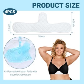 Abeillo Pack of 4 Bra Inserts Sweating, Breathable Underbust Sweat Protection Pads, Washable Thick Breast Sweat Absorber Pads, Women's Bra Inserts for Women Summer Sports
