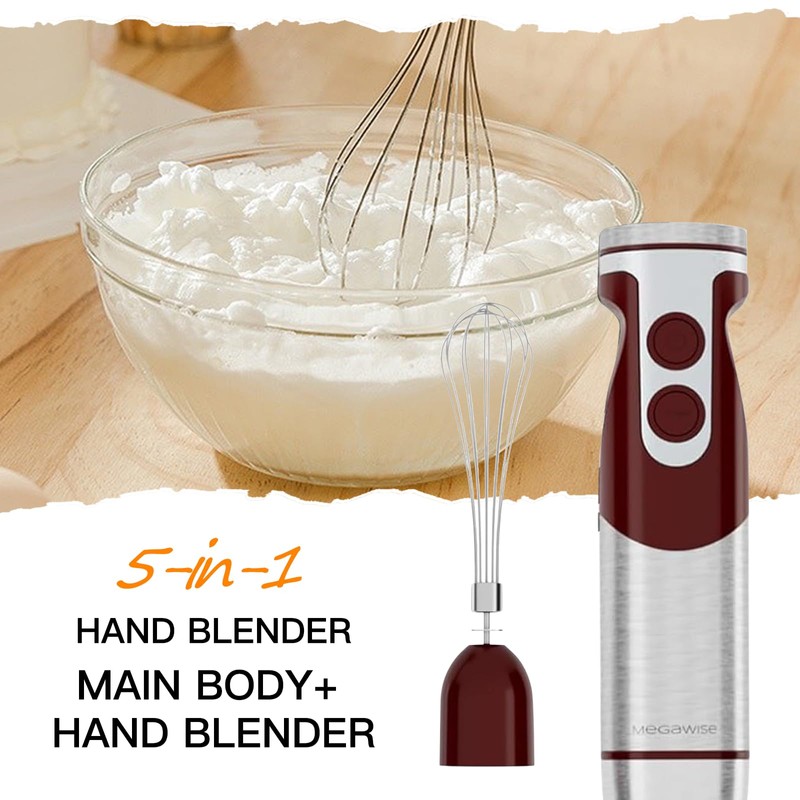 MegaWise Pro Titanium Reinforced 5-in-1 Immersion Hand Blender, Powerful Motor
