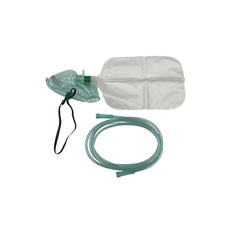 1pk Adult Elongated Non-Rebreather Oxygen Mask w/6.8Ft Crush Resistant Tubing
