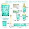 Bathroom Accessory Set, 9-Piece Teal Bathroom Set with Trash Can,