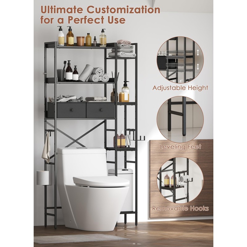Suuiwau Over The Toilet Storage with 2 Drawers - 7