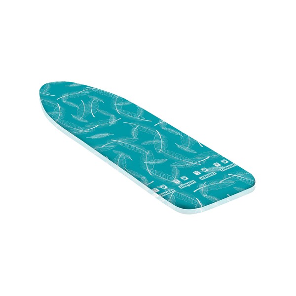 Leifheit Ironing Board Cover Thermo Reflect Universal Ironing Cover, Replacement Ironing Board Cover, Faster Ironing with Easy Fit Fastening, Turquoise, 140 x 45 cm