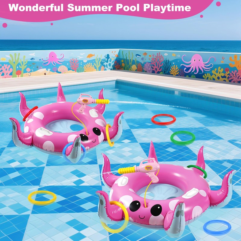 Motiloo Octopus Kids Pool Float with Water Gun - Toddler