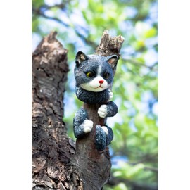 garden mile Novelty Cat Garden Animal Tree Peeker Novelty Garden Ornaments Garden Tree Decoration Garden Sculpture Statues Home Decor. (Cat)