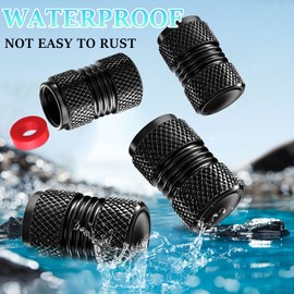 6PCS Tire Valve Caps for Dodge Challenger SRT 1500 Accessories, Universal Valve Stem Caps for Car Sport Fans Auto Bicycle Motorcycle Tire Air Valve Caps, Aluminum Alloy (Black)