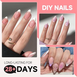 UNA GELLA Short Almond Nail Tips, 504PCS Long Lasting Short Almond Soft Gel Full Cover Nails Tips False Nails Clear Acrylic Gelly Tips for Acrylic Nail Extensions Press On Nails, 12 Sizes