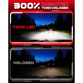 TOPIK T6 9005 Fog Light Bulbs, Upgrade Halogen Bulbs, 300% Brighter, 6000K, Plug and Play