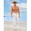 PASLTER Mens Casual Linen Pants Loose Fit Straight-Legs Elastic Drawstring