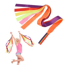 HUIANER 4PCS Dance Ribbons Colorful Streamers Rhythmic Gymnastic Ribbon Wands Rods for Children Dancing Baton Twirling