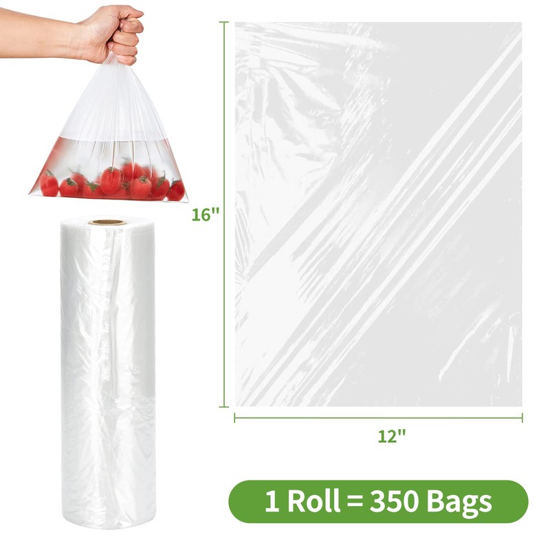 NefLaca 12" x 16" Plastic Produce Bags on a Roll,