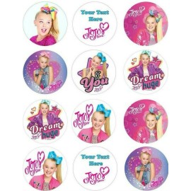 Unbranded Jojo Siwa Edible Image Toppers. Edible Round Pre Cut Stickers. Edible Prints. - 48 circles 1.25"