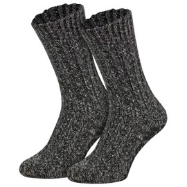 Piarini 2 Pairs of ABS Norwegian Socks Sheep's Wool – Stopper Socks Knitted with Non-Slip – House Socks with Nubs – Wool Socks, 1 x anthracite + 1 x blue