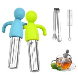 2 Pieces Stainless Steel Tea Infuser for Loose Leaf Tea, Fine Mesh Tea Strainers & Steeper for Teacups and Teapots (Blue, Green)