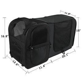 Apollo Walker Pet Carrier Backpack for Large/Small Cats and Dogs, Puppies, Safety Features and Cushion Back Support for Travel, Hiking, Outdoor Use (Black-expandable)