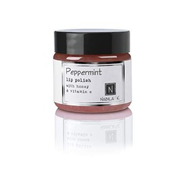 Nabila K Lip Polish with Honey and Vitamin E, Lip Scrub for Dry and Chapped Lips, Peppermint Lip Repair Sugar Scrub, 1 oz
