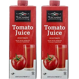 Tuscanini Premium Italian Tomato Juice 33.8oz (2 pack) | Not From Concentrate | Low Sodium Tomato Juice | Resealable Cap | Non GMO Verified | Kosher