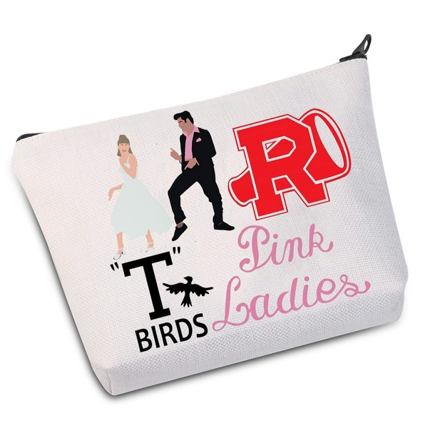 WZMPA Grease Broadway Music Cosmetic Bag Pink with Zip for Friends and Family, T Bird Pink Women's