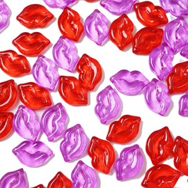 150Pcs Acrylic Lip Shaped Crystals Gems Home Decoration Fish Tank Vase Fillers Crystals Gems Photo Props for Valentine's Day Wedding Anniversary Party Table Scatters, Arts & Crafts, Red and Purple