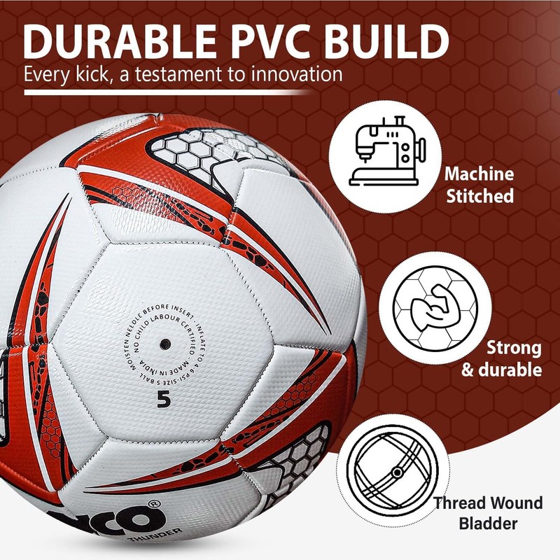 Synco Thunder Fußball – Größe 5 Trainings- & Spielball 3-lagiges