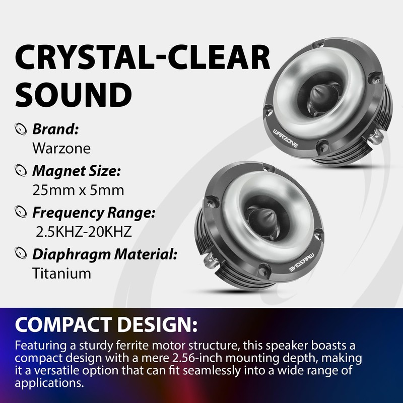 Warzone WZ20TW 2.88-Inch Super Tweeter Speaker, 4 Ohm, 500W Max