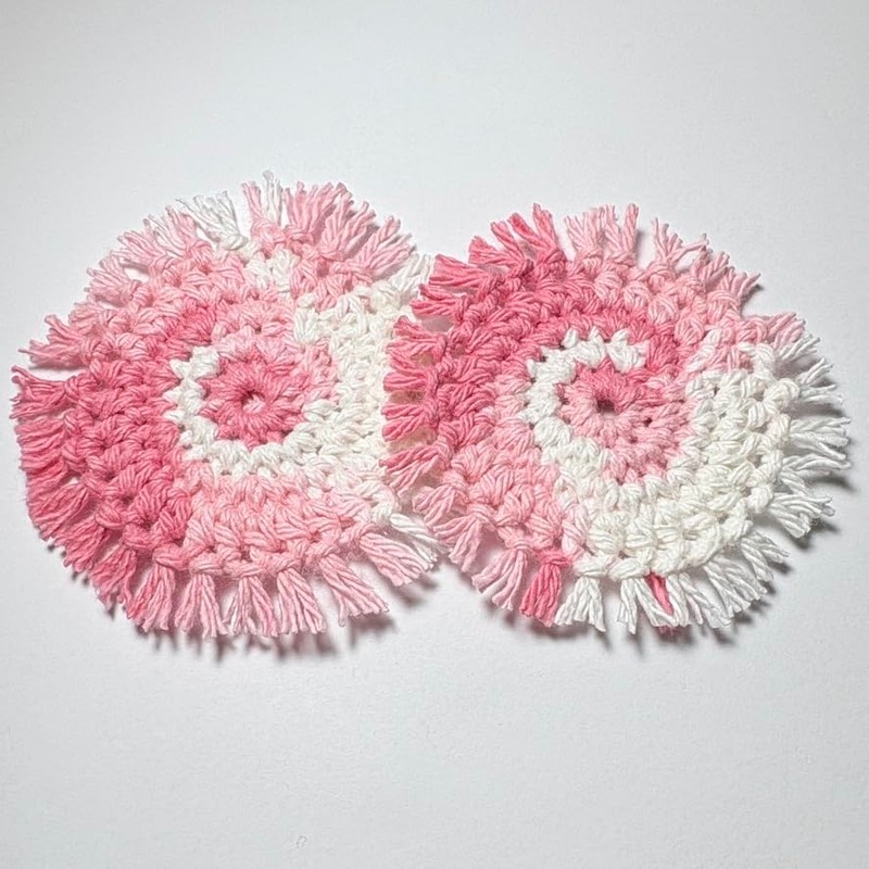 Crochet Cotton Car Coasters for Cup Holders, Handmade Boho Style