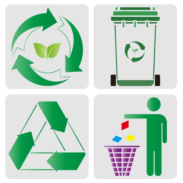 FINGERINSPIRE 4pcs Recycle Logo Stencil 11.8x11.8inch Trash Can Signs Drawing