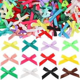 220pcs Multicolored Ribbon Bows，UHOMENY Mini Double Sided Satin Ribbon Bows Cute Flowers Appliques Bow for Sewing DIY Craft Wedding Christmas Party Decoration,Random Color
