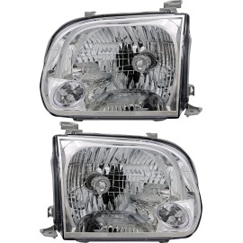 jpautowholesale For 2005-2006 Toyota Tundra Sequoia Headlight Halogen Set Pair