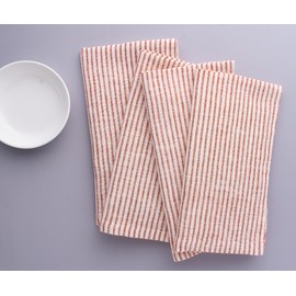 Red Linen Napkin, 100% Pure Linen Napkin Washable, Farmhouse Dinner Napkins, Set of 4 French Weddings, Stonewashed, Oversized Red Striped Napkins - Summer 18"x 18"